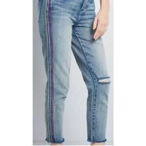 BlankNYC Rainbow Rivington High Rise in Crash Pad Raw Hem Jeans Size 27